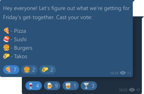 Screenshot of a message with emoticon reactions